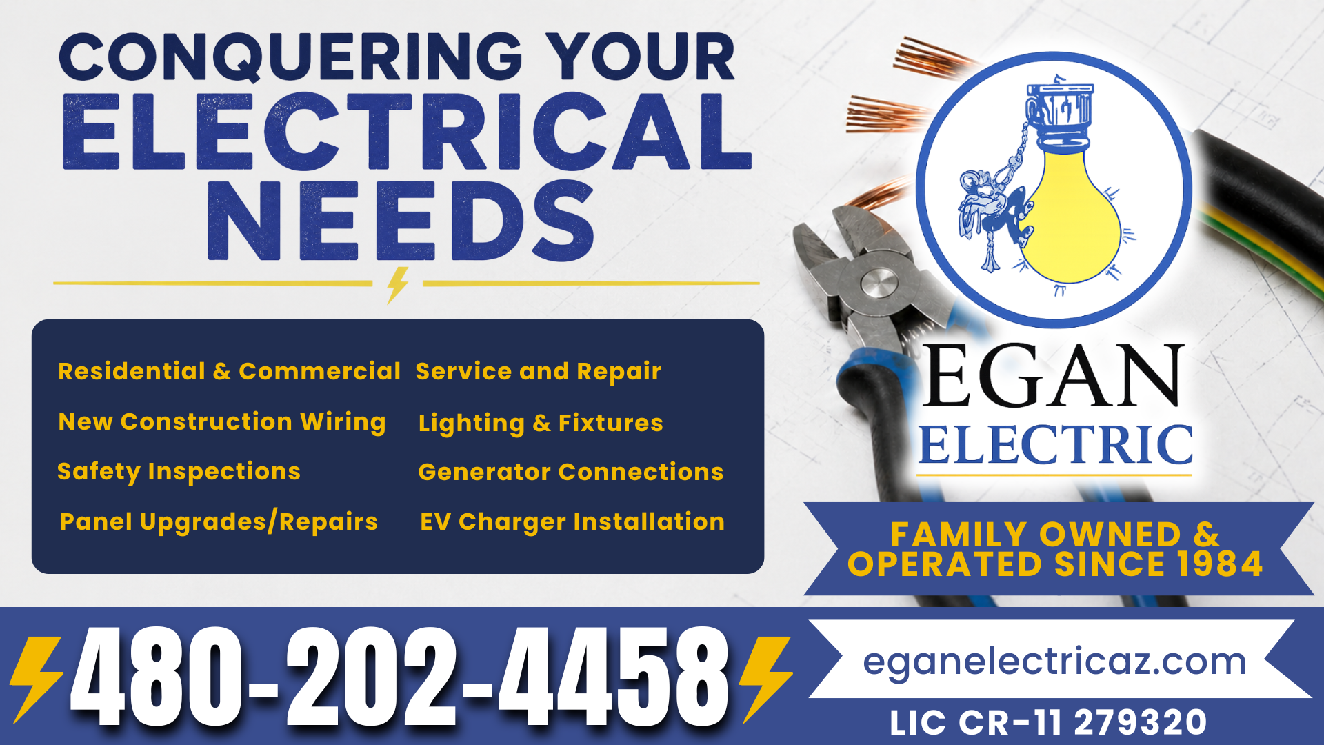 Egan Electric ad creative on AdSync screen